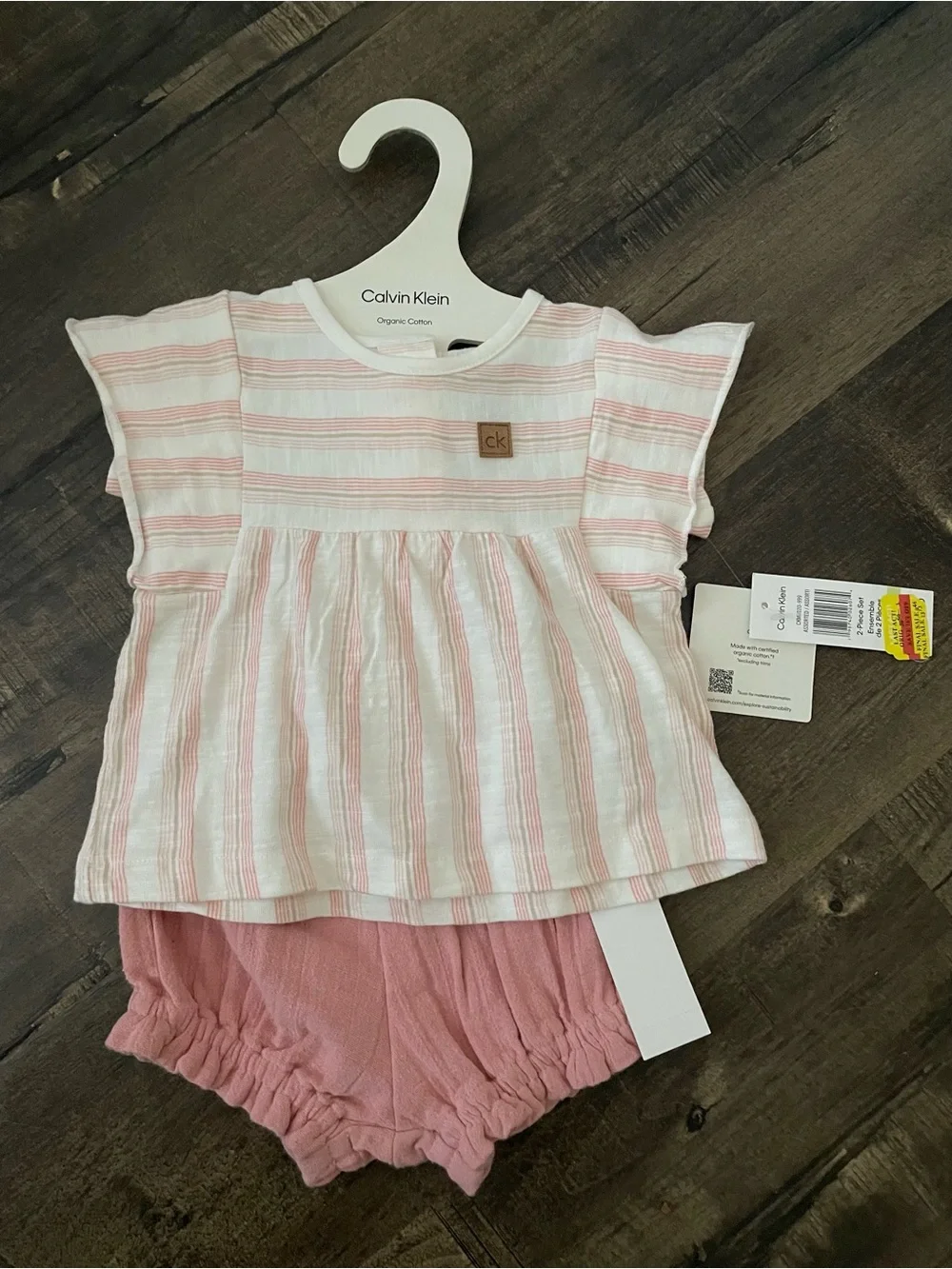 New with tags - Calvin Klein Pink & White Striped Top with Pink Bloomers